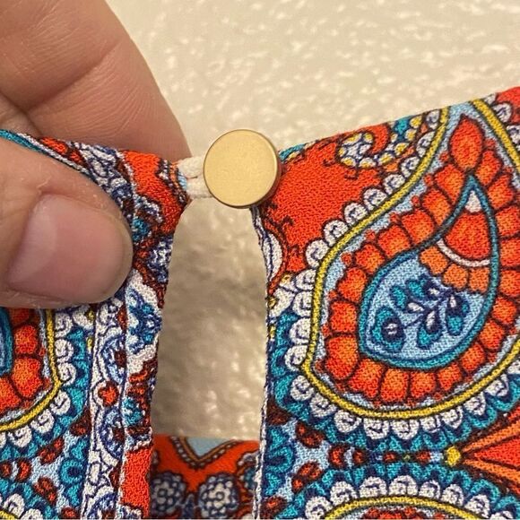 Verse sleeveless blouse tank Top red boho Paisley silky Rayon M - Picture 8 of 9